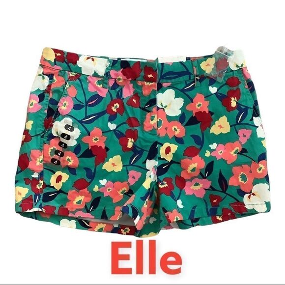 Elle-Green & Peach Floral Print Shorts. New with Tag. Size 4 - Picture 1 of 4
